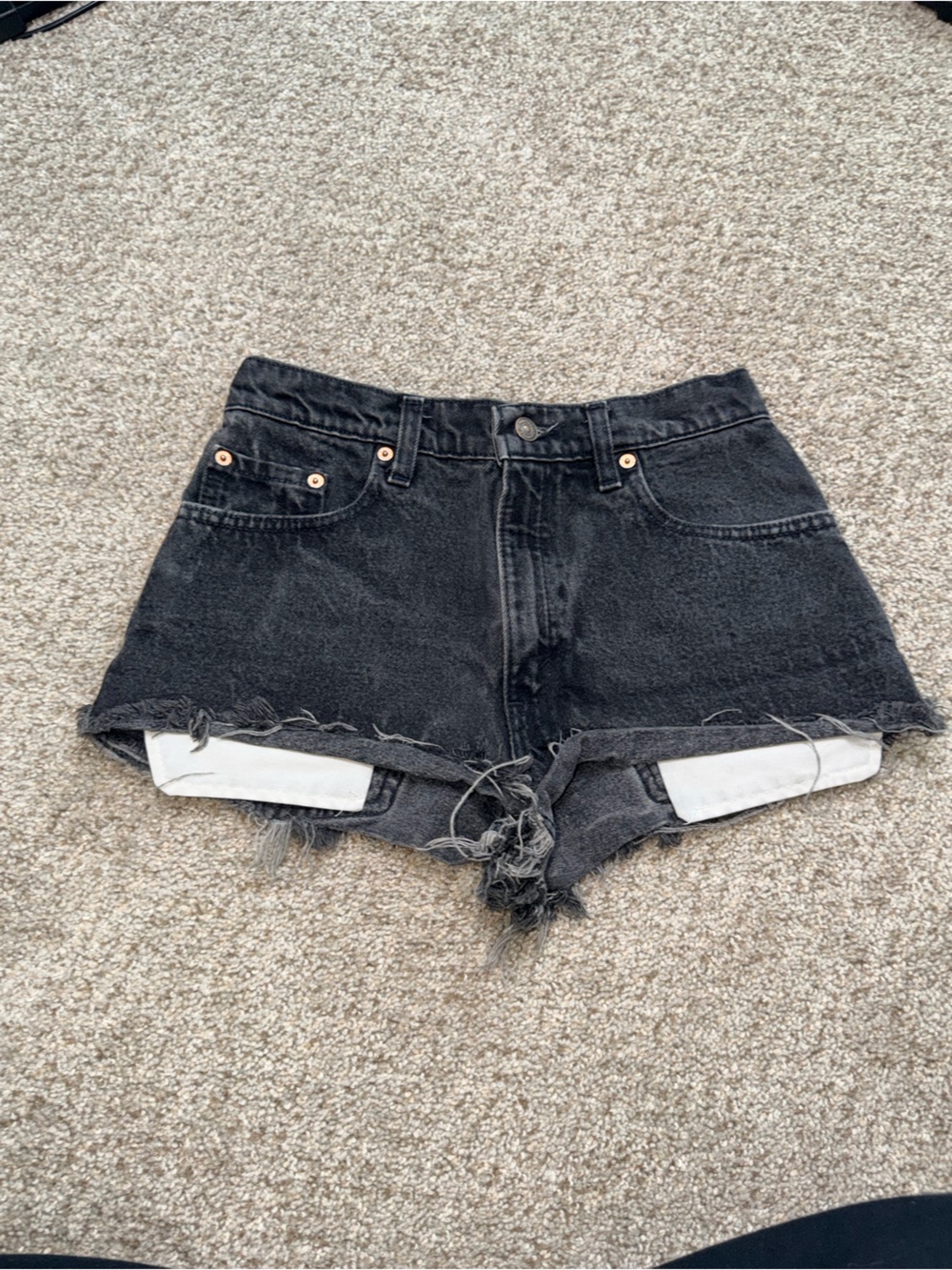 Levi's Black Distressed Denim Cutoff Shorts